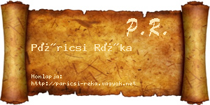 Páricsi Réka névjegykártya